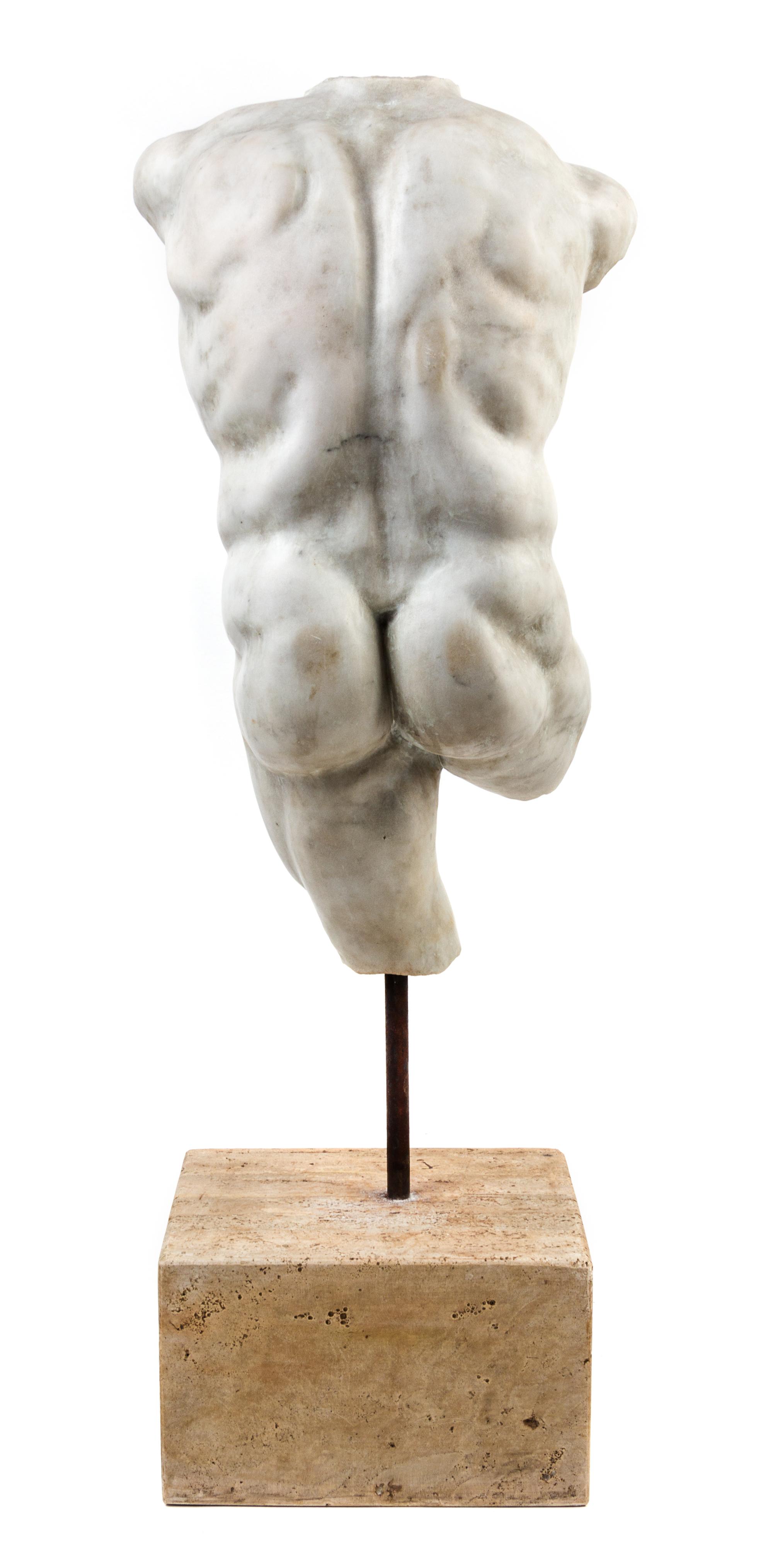 A Continental Marble Torso of a Man Height of torso 20 inches.