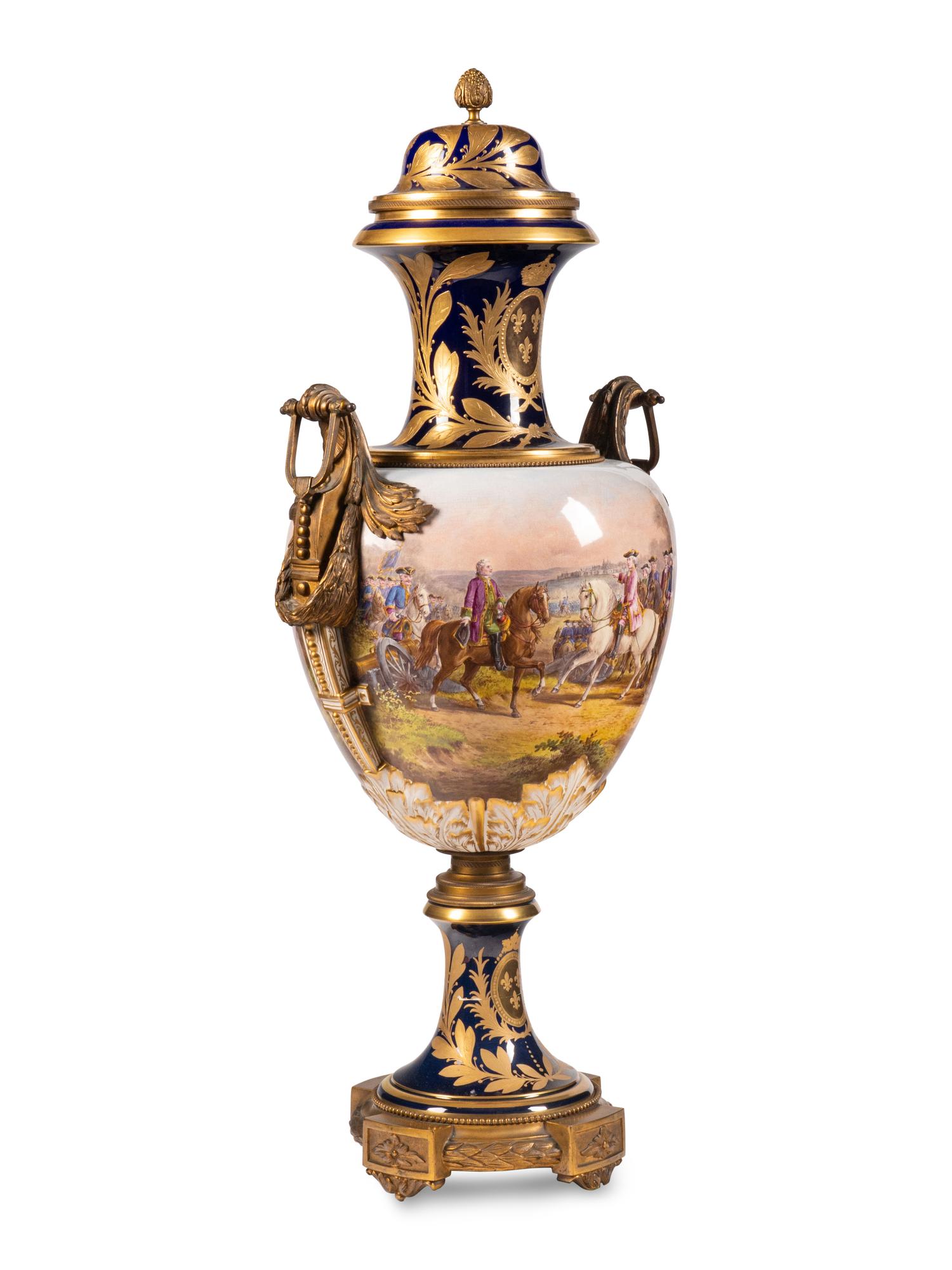 A Gilt Bronze Mounted Sèvres Style Porcelain Urn