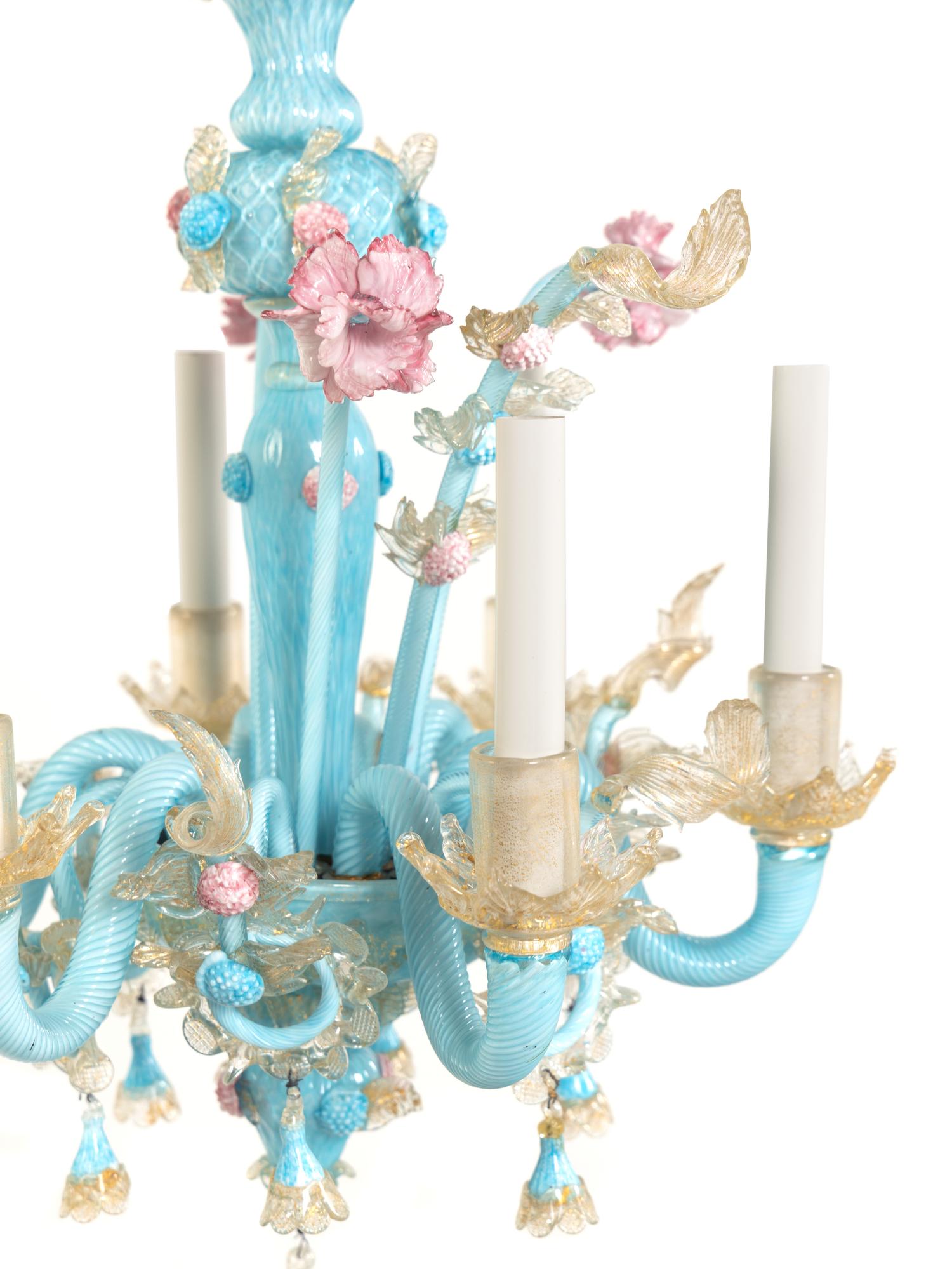 A Murano Glass Six-Light Chandelier