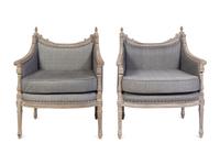 A Louis XVI Style Gray-Painted Three-Piece Seating Suite