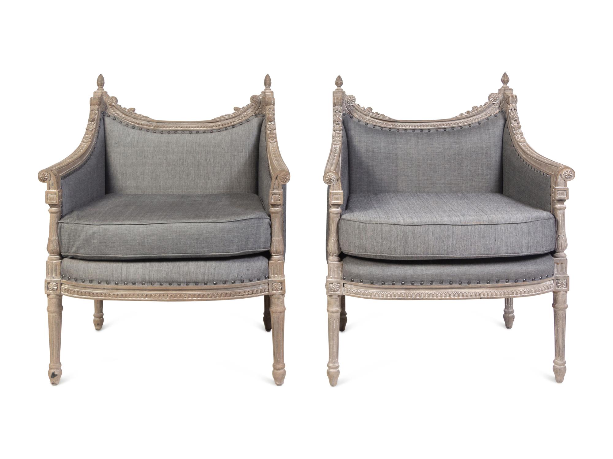 A Louis XVI Style Gray-Painted Three-Piece Seating Suite