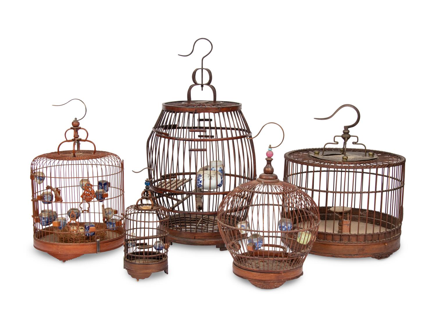 Five Chinese Bird Cages, 20th Century