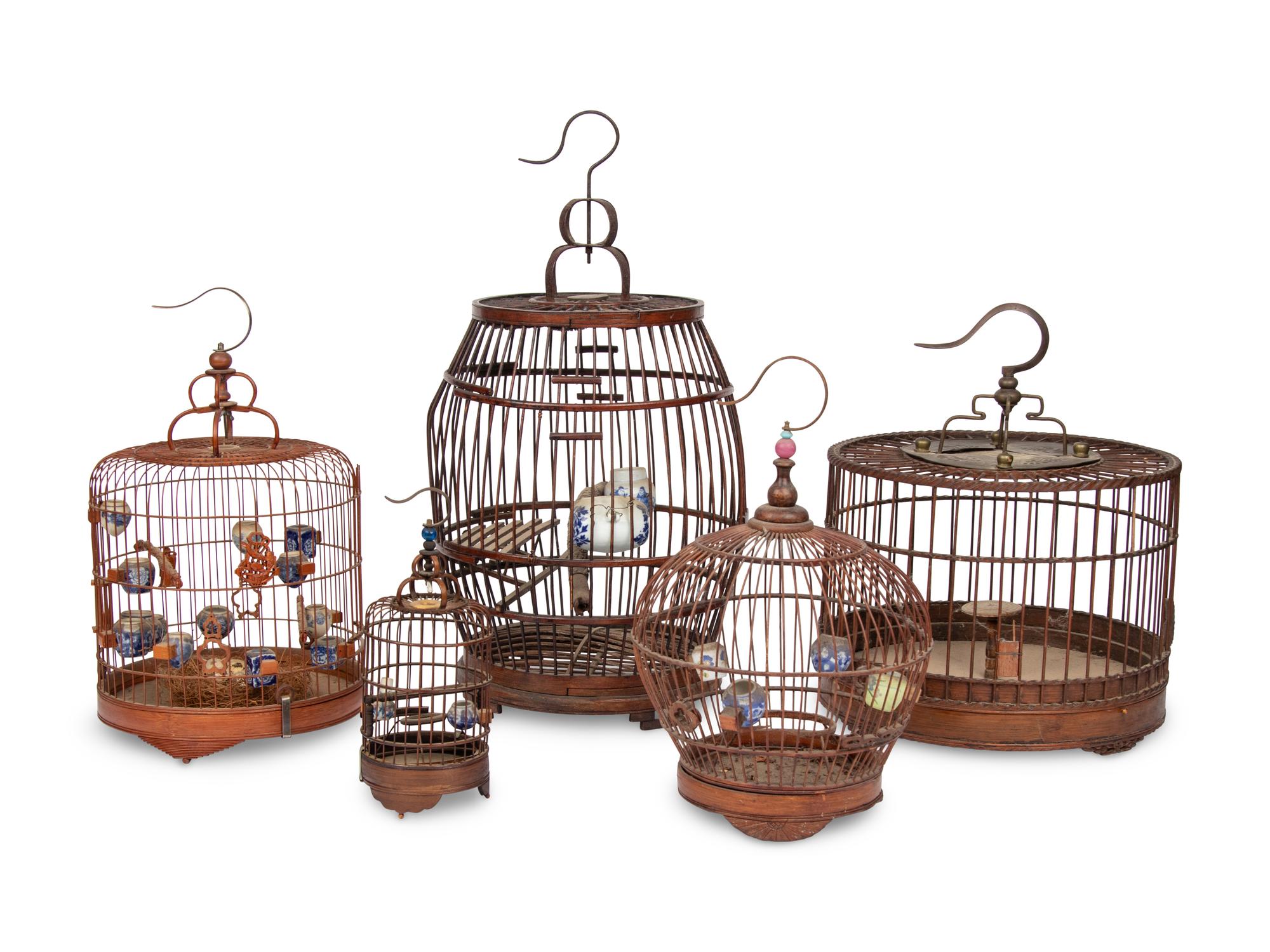 Five Chinese Bird Cages, 20th Century