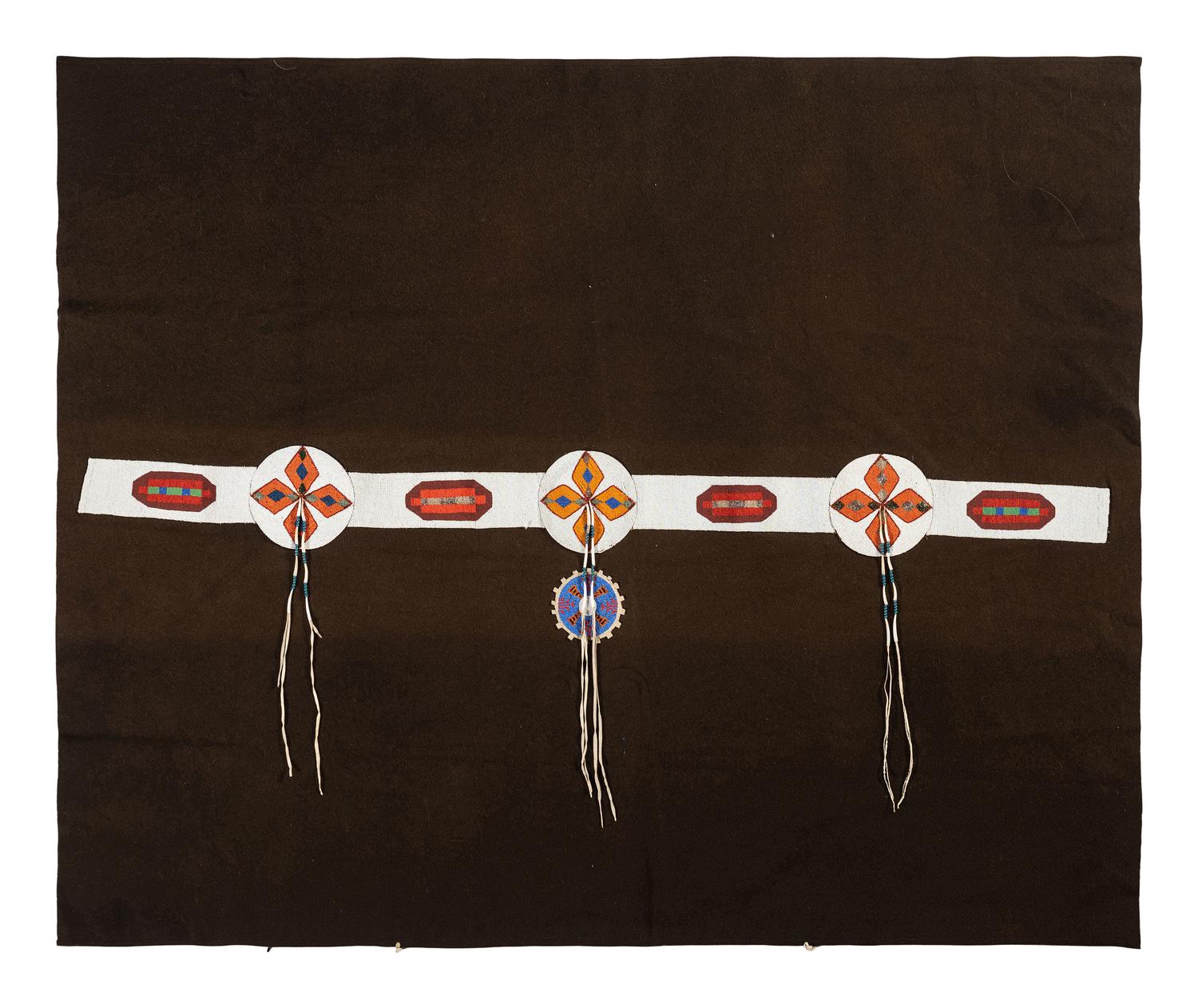 Plains Beaded Blanket Strip, on Wool Blanket