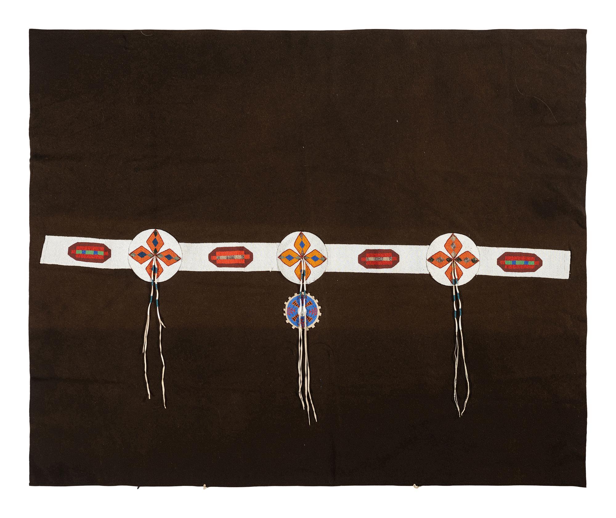 Plains Beaded Blanket Strip, on Wool Blanket