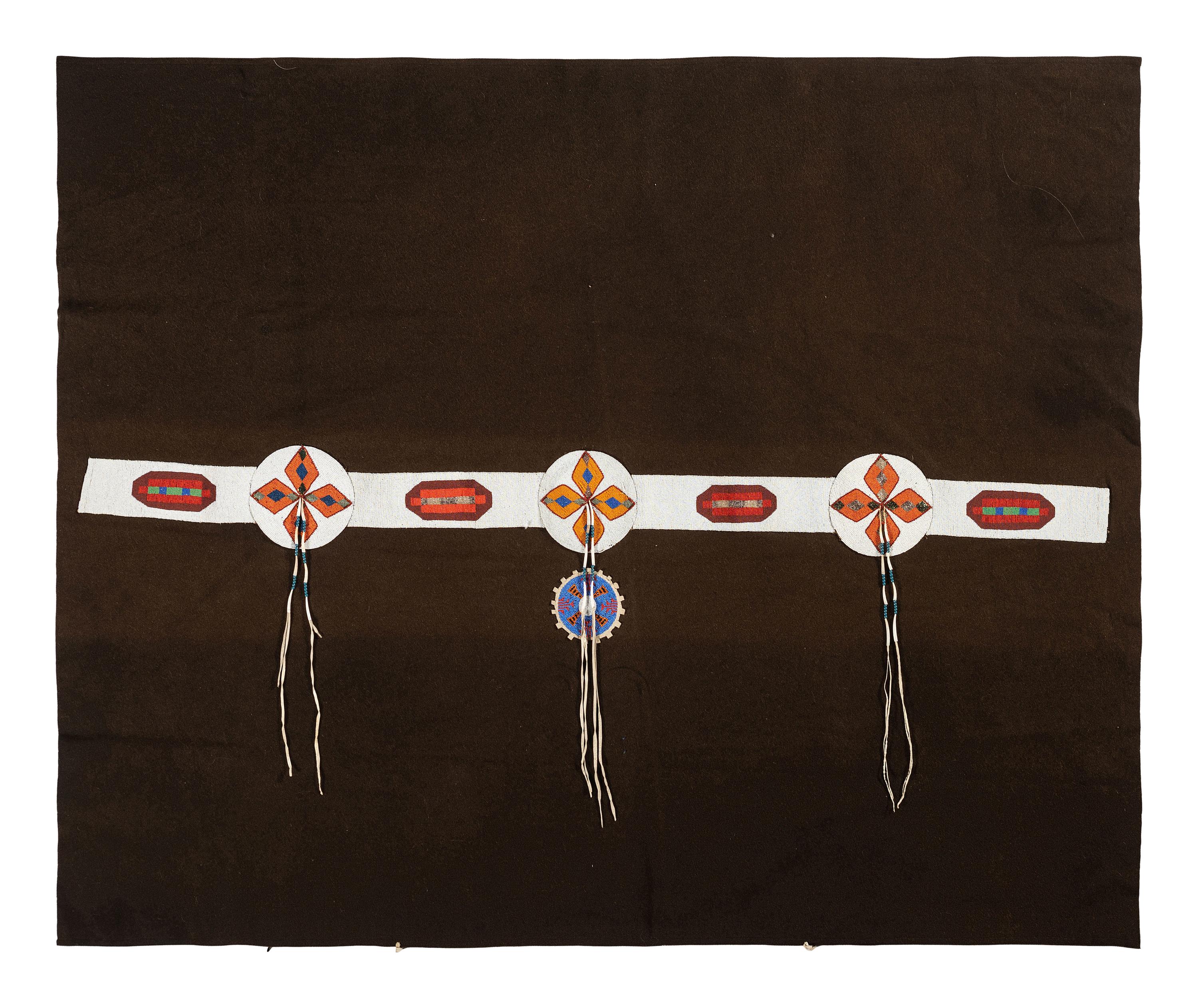 Plains Beaded Blanket Strip, on Wool Blanket