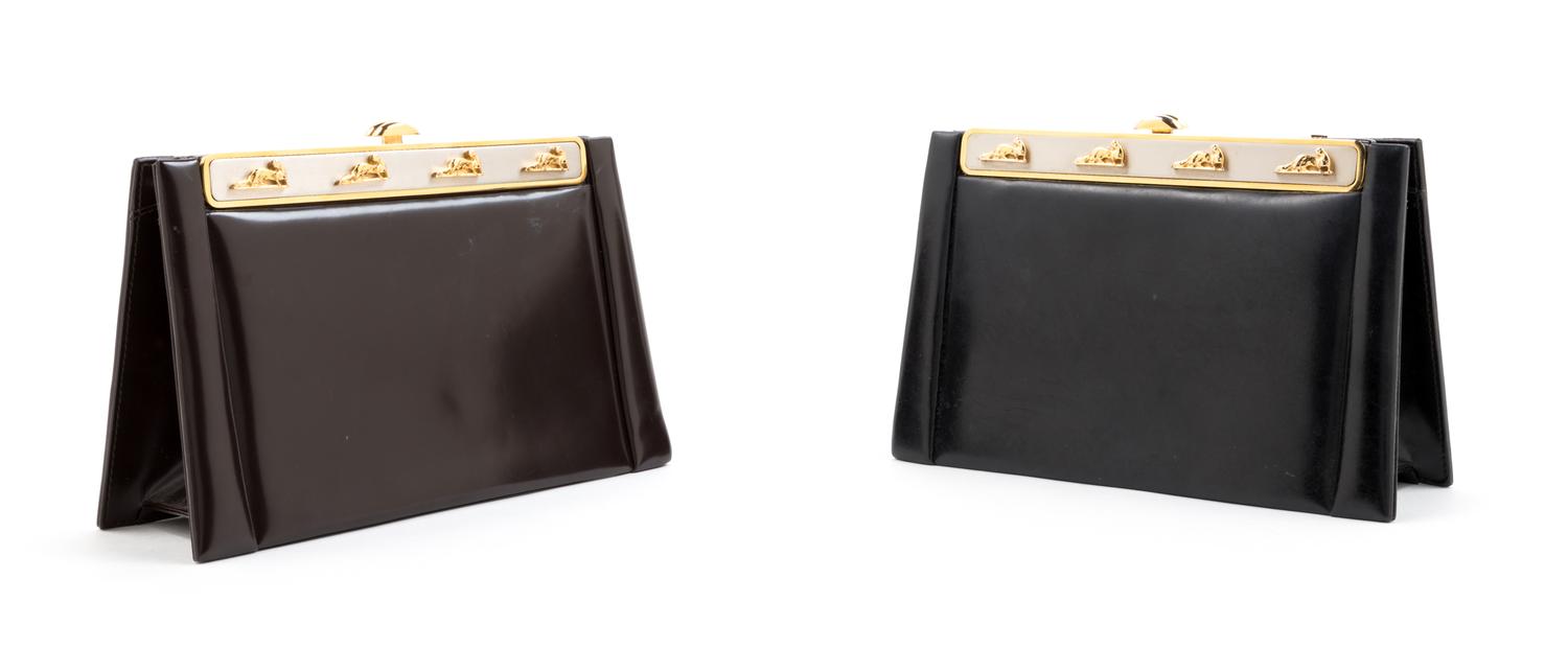 Two Vintage Bags With Goldtone Otters on Handle, 1950-70s