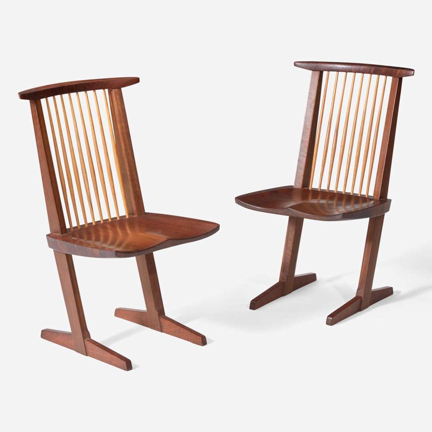 George Nakashima (American, 1905-1990) Pair of "Conoid" Dining Chairs, New Hope, Pennsylvania, 1983