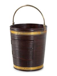 An English Brass-Banded Mahogany Warming Bucket