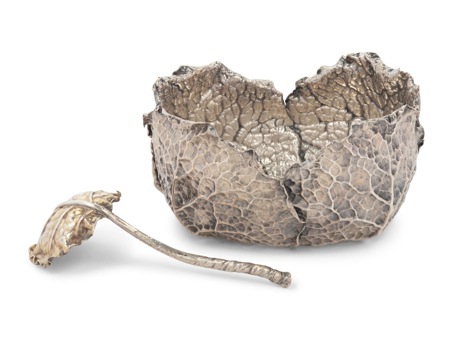 A Buccellati Silver Cabbage-Form Bowl and Spoon