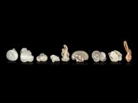 Nine Chinese Celadon Jade 'Fungus' Carvings