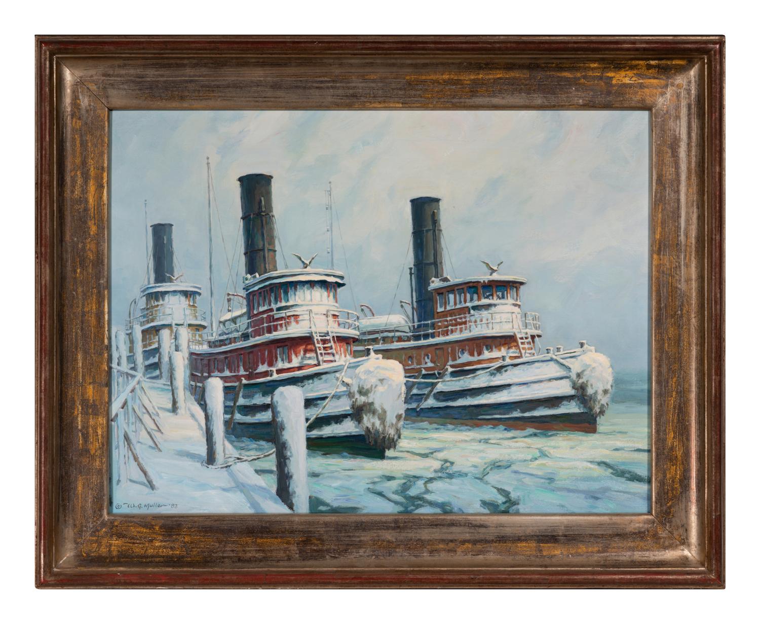 New York Harbor Steam Tugs Laid-Up in Winter at Turn of Century , 1983
