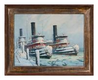 New York Harbor Steam Tugs Laid-Up in Winter at Turn of Century , 1983