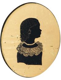 Six Verre Eglomise Silhouettes of Ladies