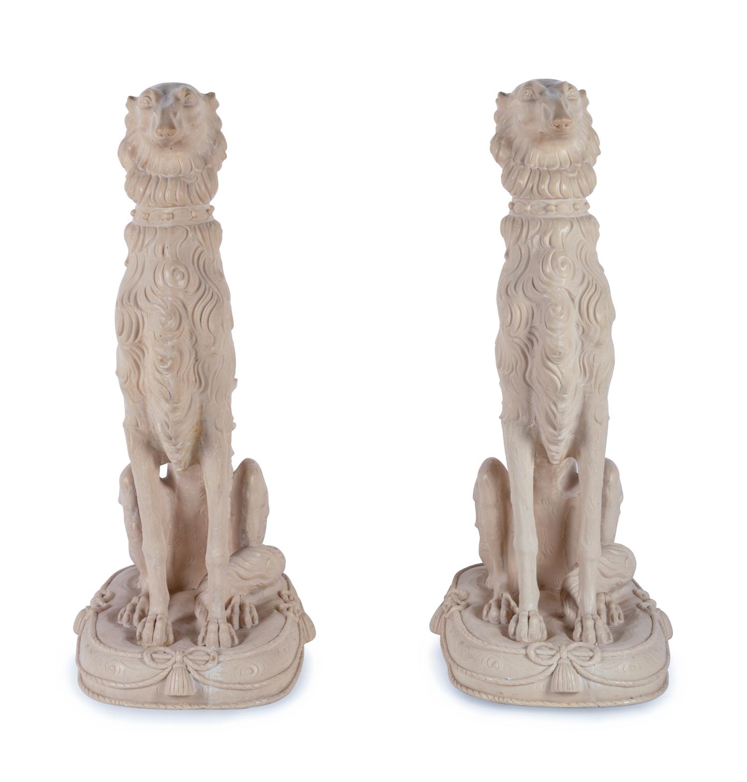 A Pair of Resin Models of Seated Hounds
