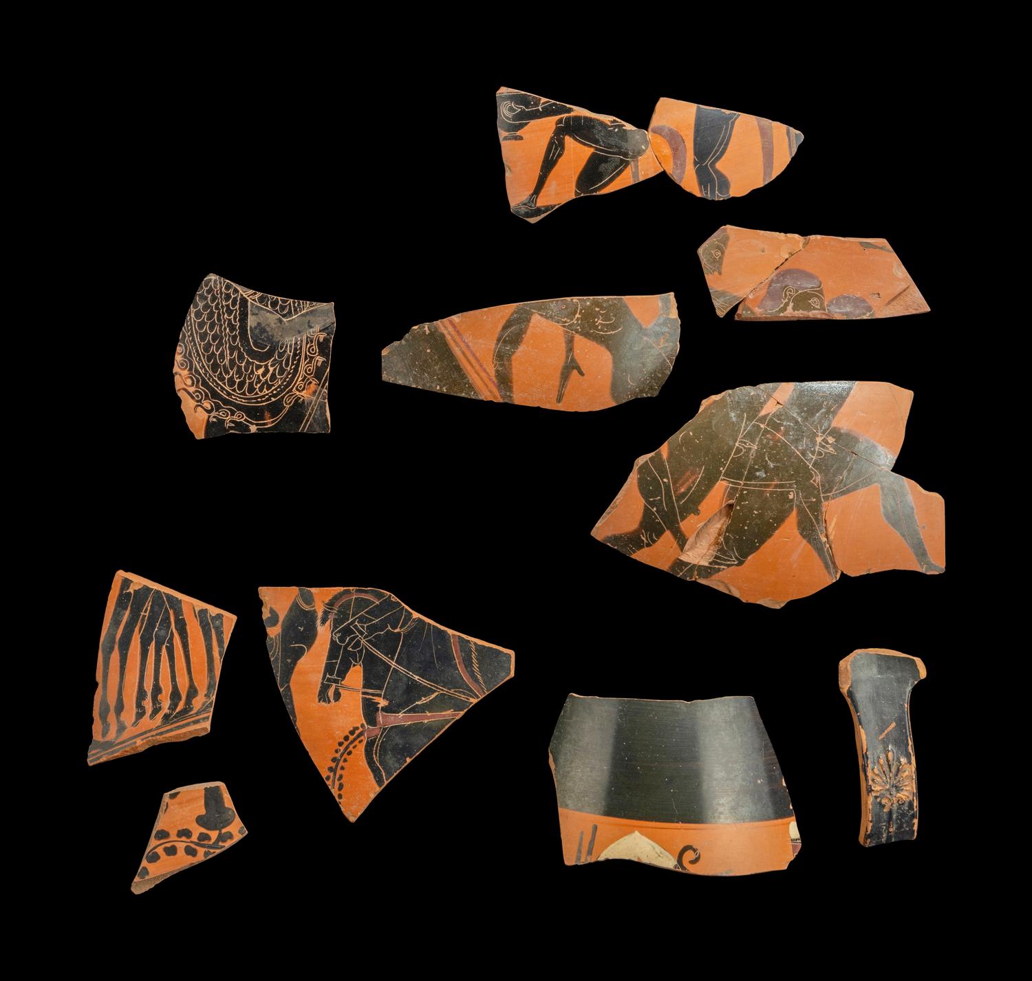 14 Attic Black-Figured Vase Fragments