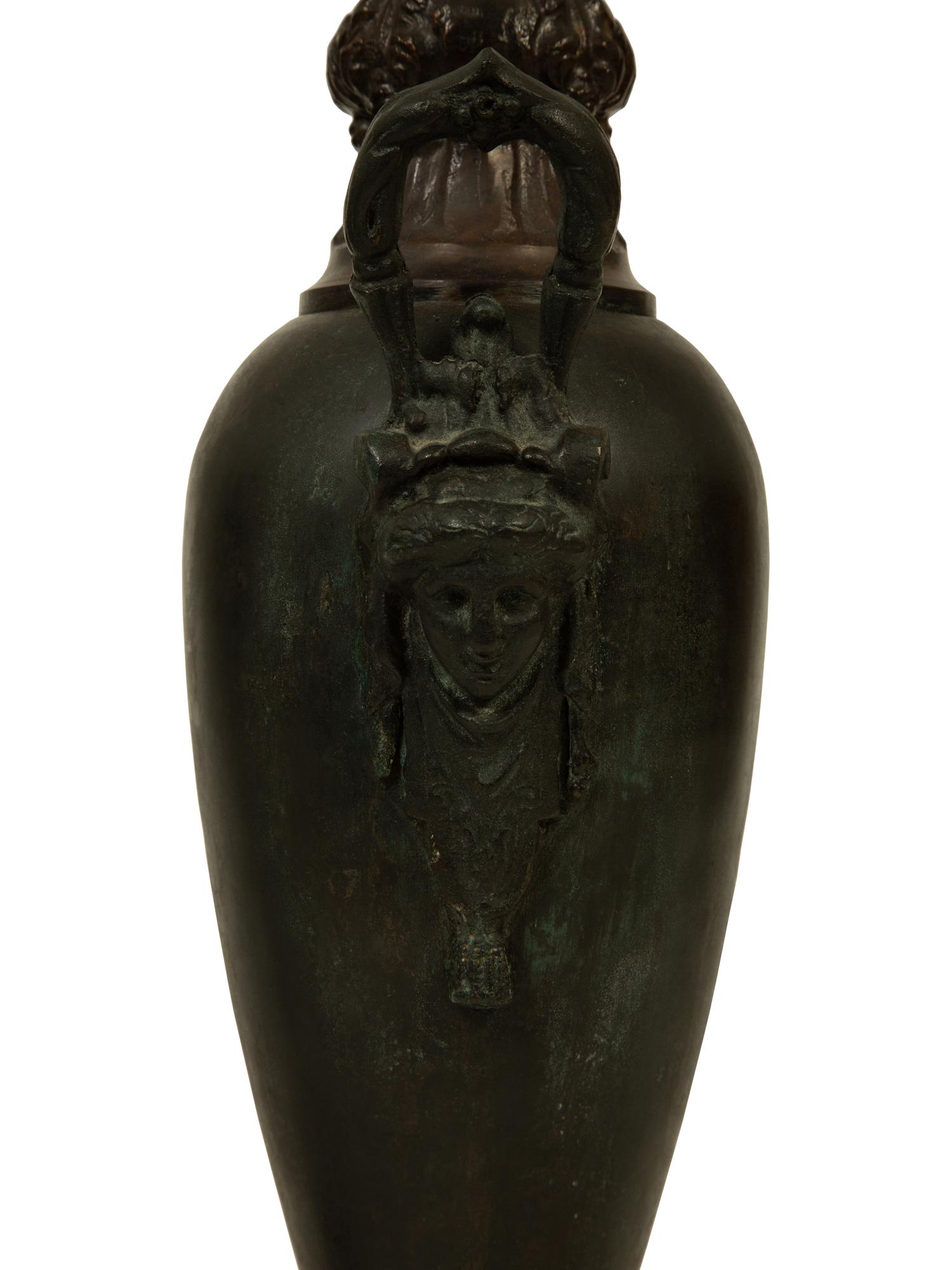 A Pair of French Empire Style Bronze Urns now Mounted as Table Lamps — 19TH/20TH CENTURY