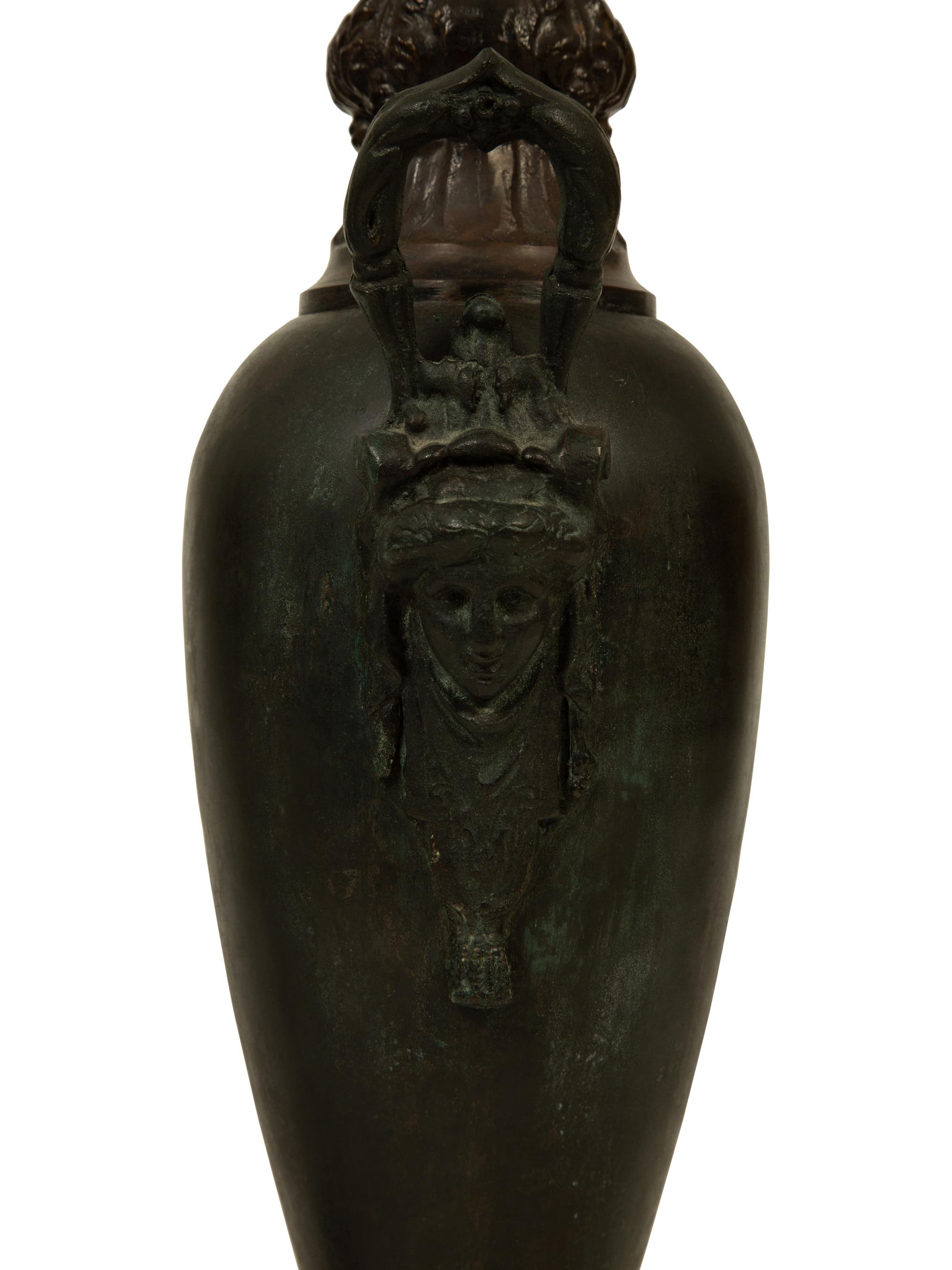 A Pair of French Empire Style Bronze Urns now Mounted as Table Lamps — 19TH/20TH CENTURY