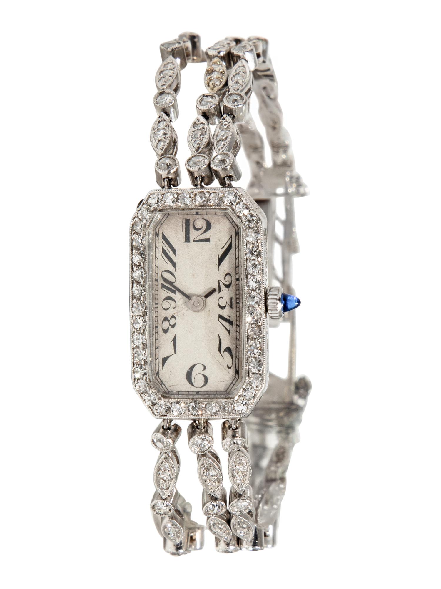 ART DECO, PLATINUM AND DIAMOND WATCH
