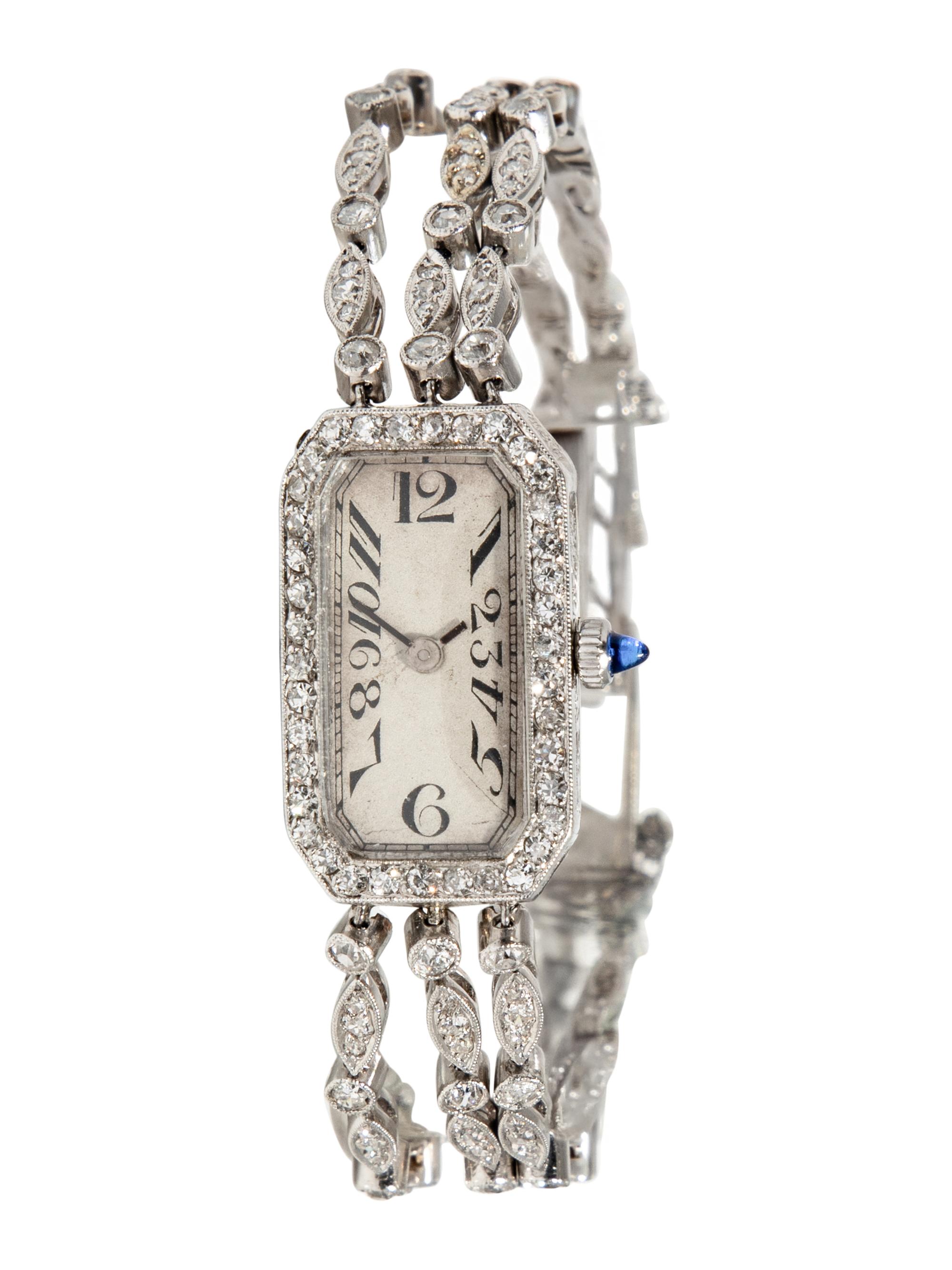ART DECO, PLATINUM AND DIAMOND WATCH