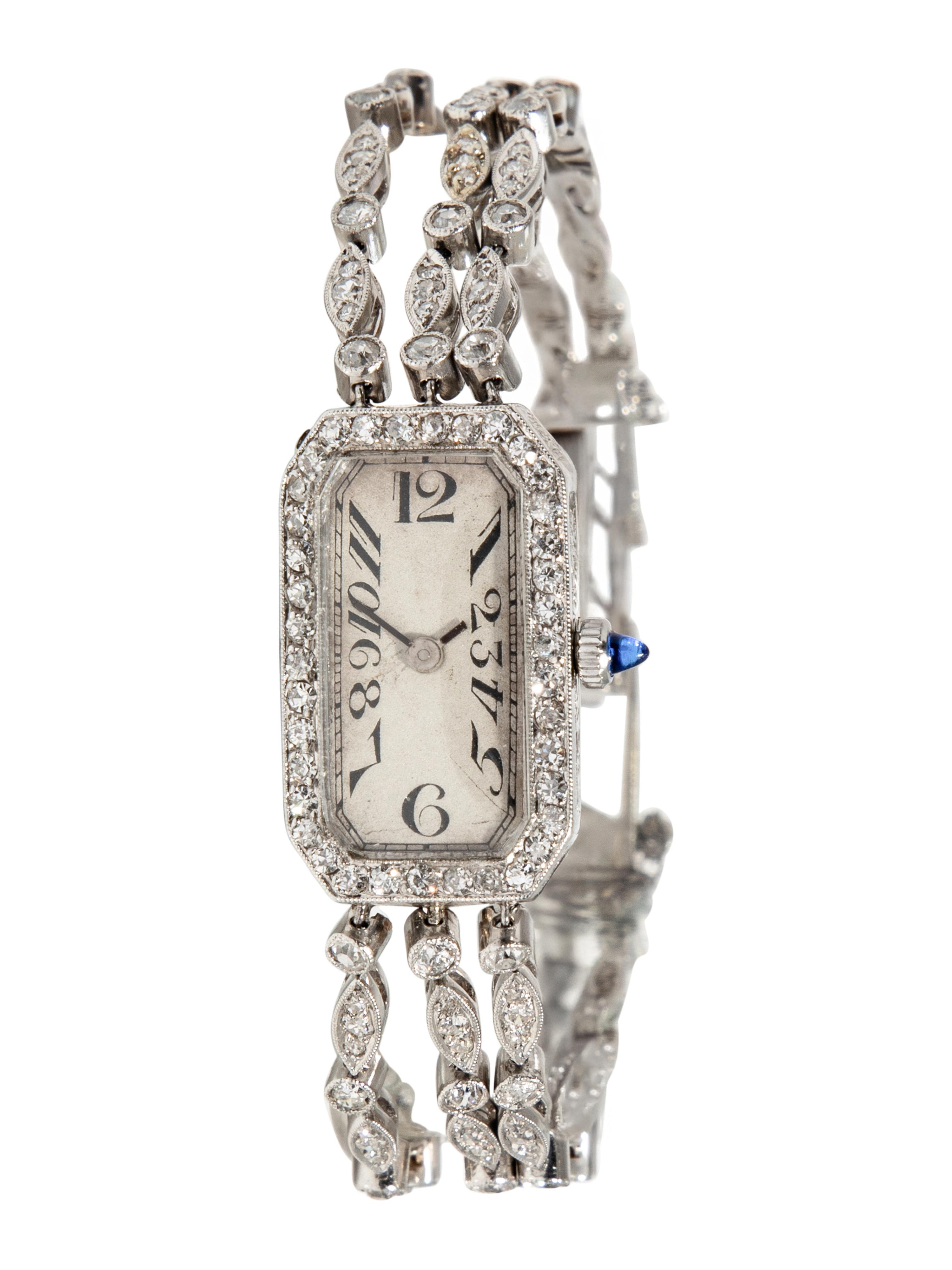 ART DECO, PLATINUM AND DIAMOND WATCH