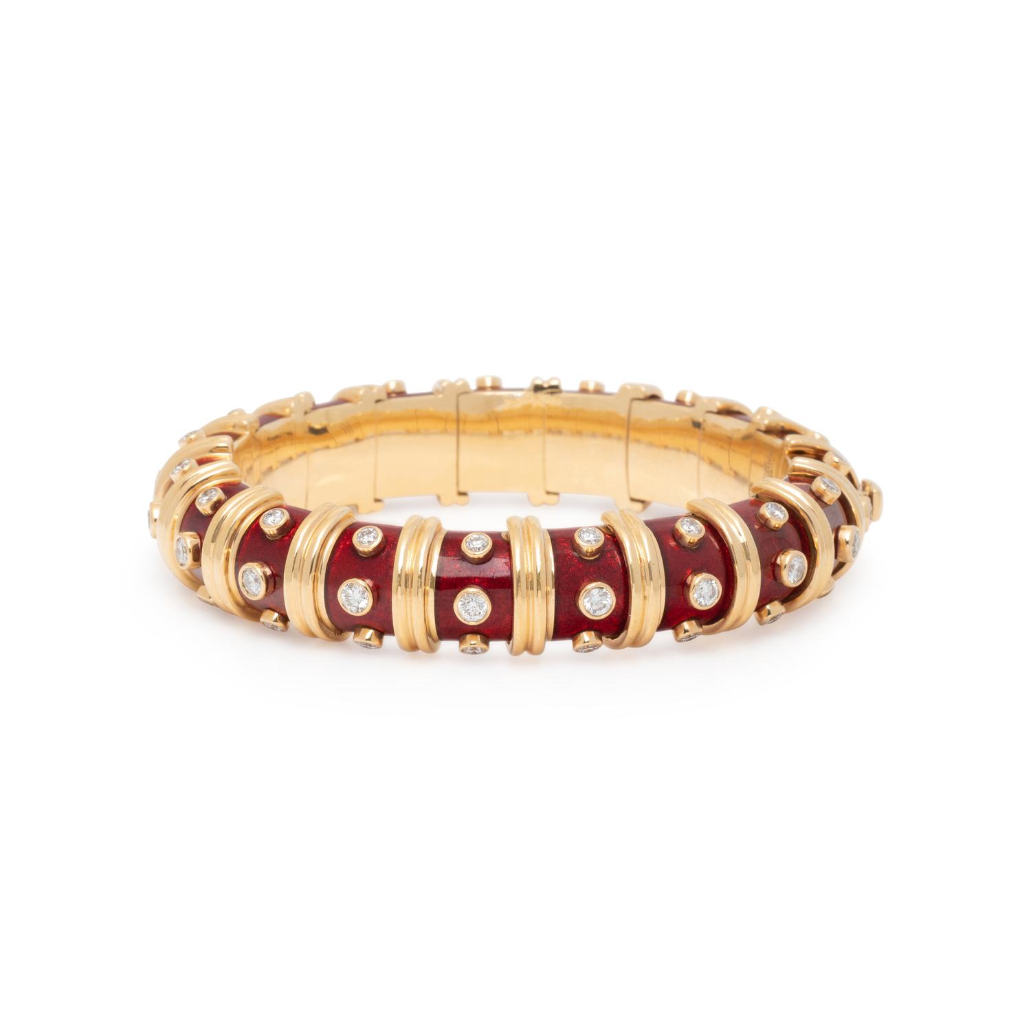 TIFFANY & CO., SCHLUMBERGER, PAILLONNÉ ENAMEL AND DIAMOND 'DOTS' BRACELET