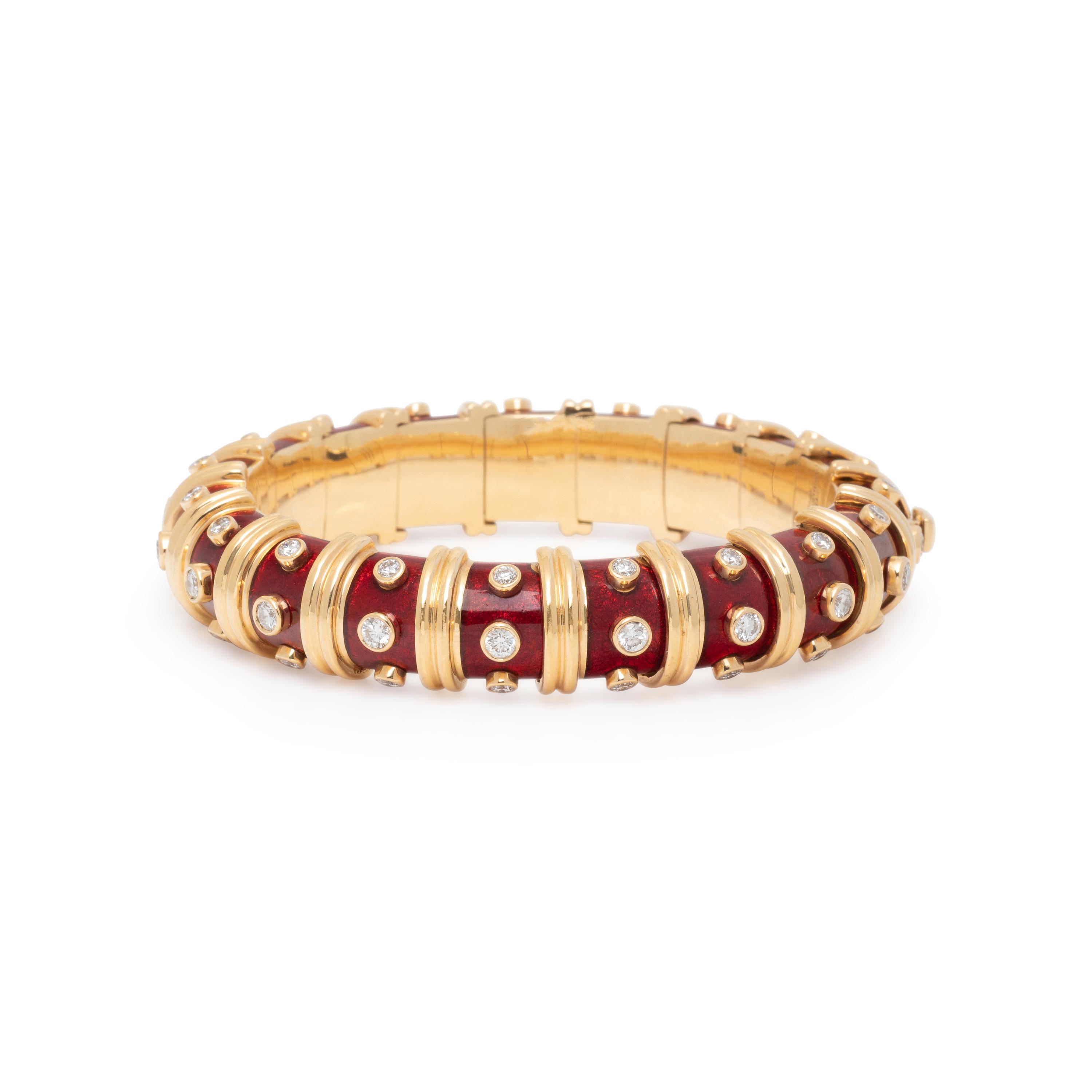 TIFFANY & CO., SCHLUMBERGER, PAILLONNÉ ENAMEL AND DIAMOND 'DOTS' BRACELET