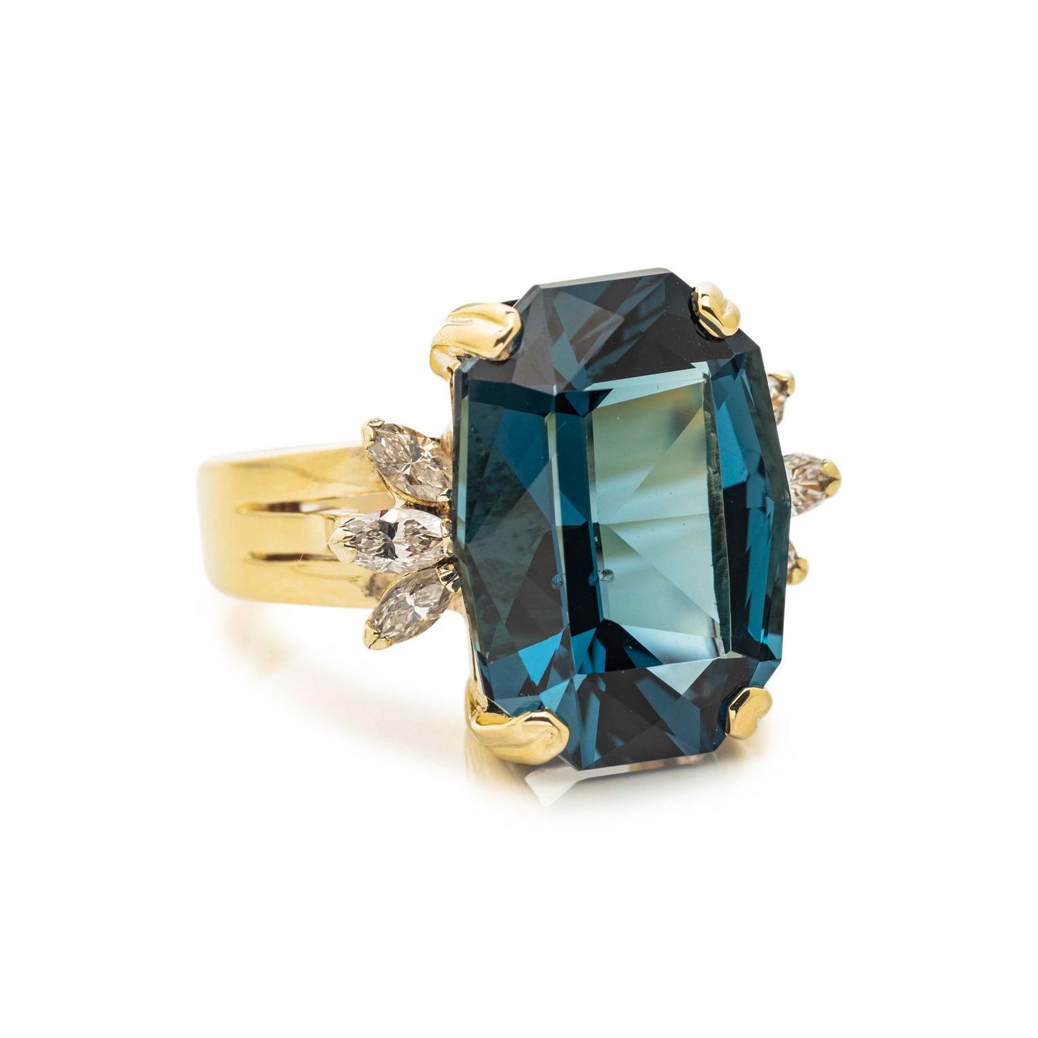 BLUE TOPAZ AND DIAMOND RING