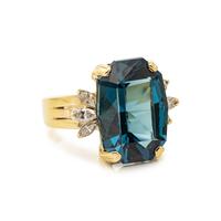 BLUE TOPAZ AND DIAMOND RING