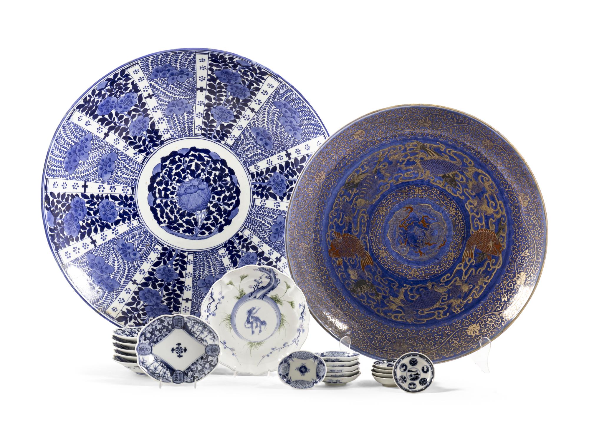 20 Japanese Blue and White Porcelain Plates