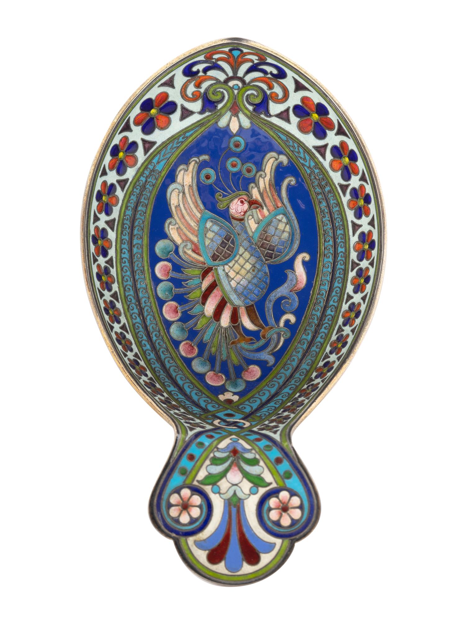 A Russian Plique-à-Jour and Cloisonné Enameled Silver Kovsh