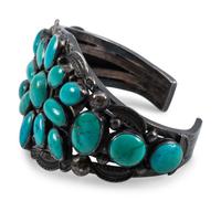 Navajo Turquoise Cluster Cuff Bracelet