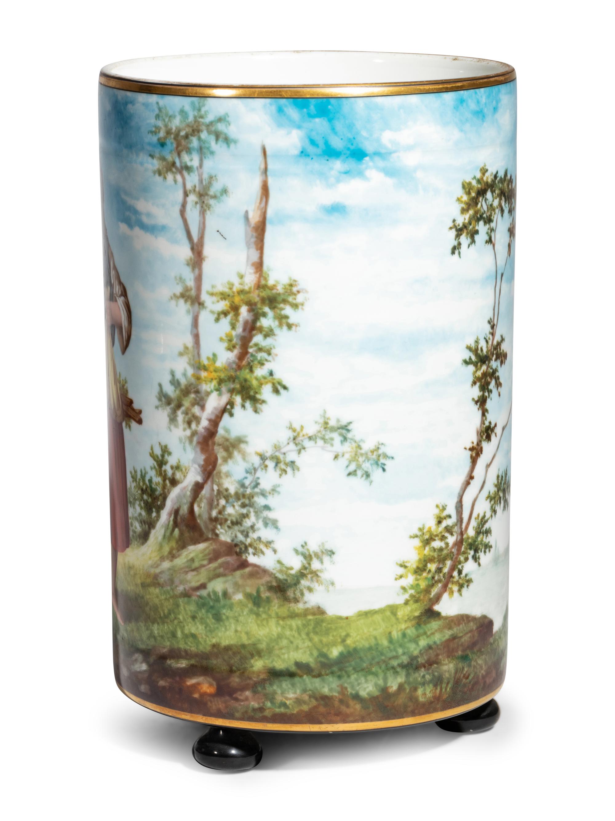 An English Painted Porcelain Vase Attributed to Minton