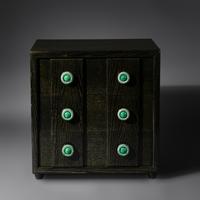 Cerused Oak Chest with Green Ceramic Pulls USA