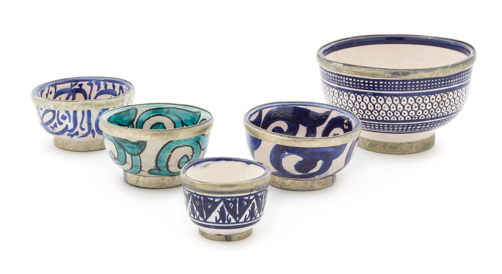 A Group of Near Eastern Pottery Articles Diameter of first 5 1/4 inches. — 20TH CENTURY