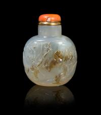 A Carved Agate Snuff Bottle Height of agate 2 3/8 inches.