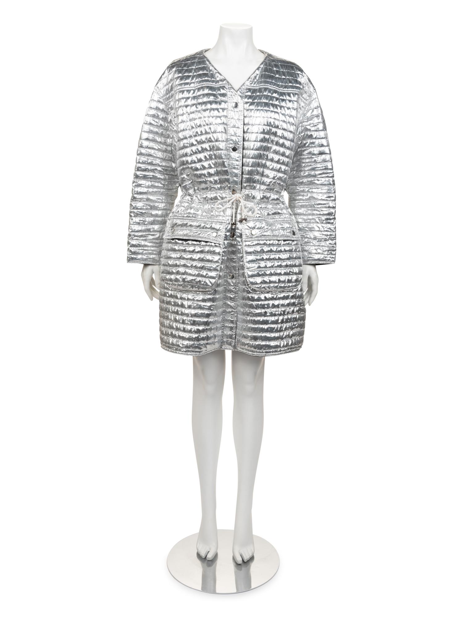 Courrèges Metallic Quilted Coat, 1980-90s