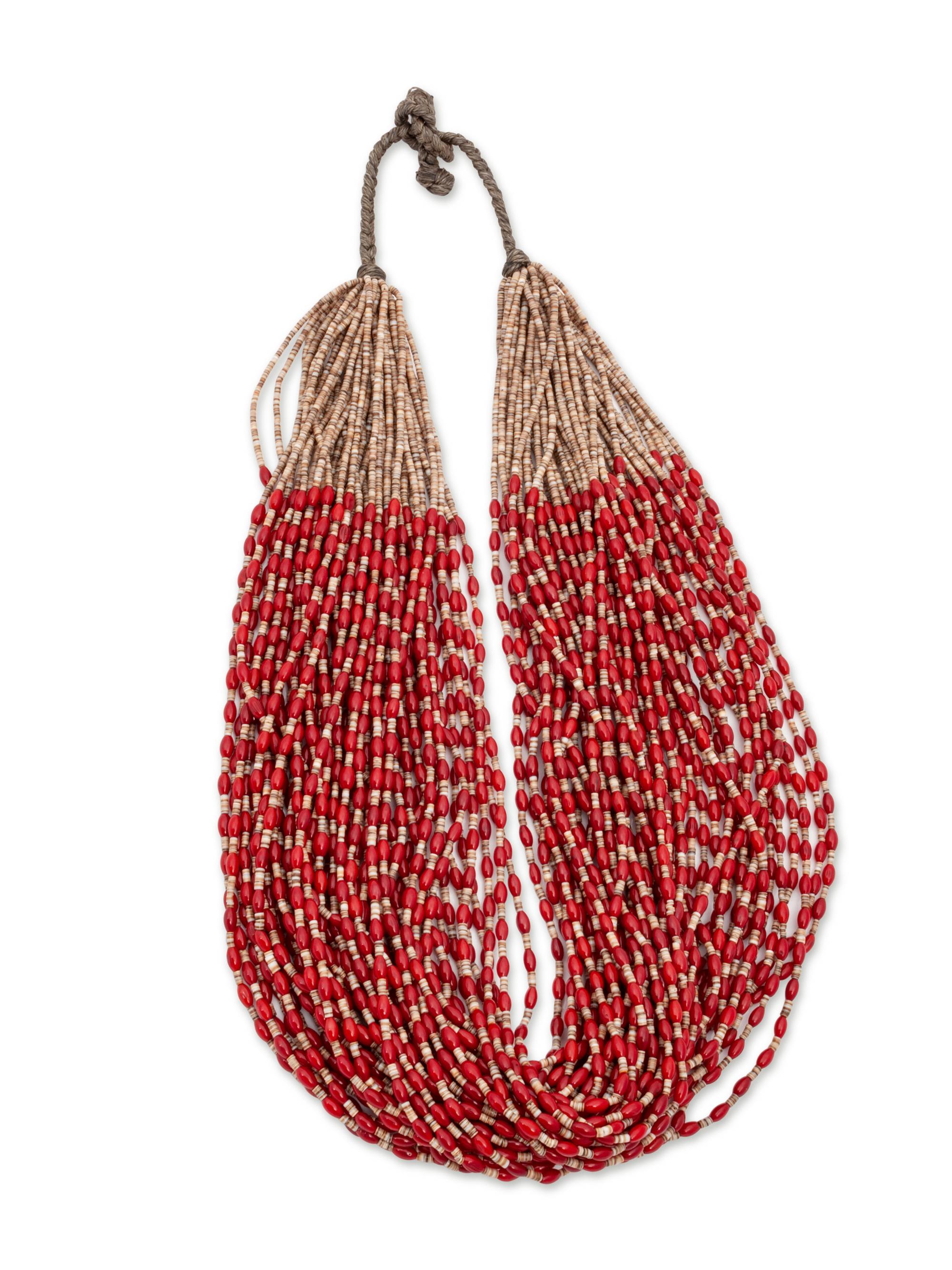 Pueblo Fifty-Strand Coral Bead and Heishi Necklace