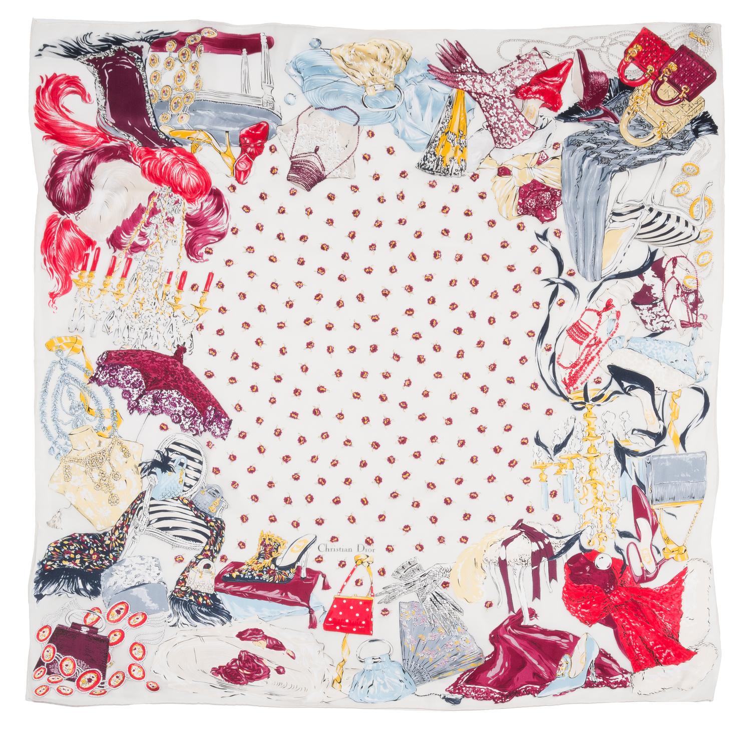 A Christian Dior Silk Scarf, 34" x 34".