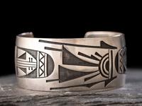 Sterling Silver Overlay Cuff Bracelet, with Winged Elements