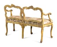 A Venetian Cream and Polychrome Painted Settee