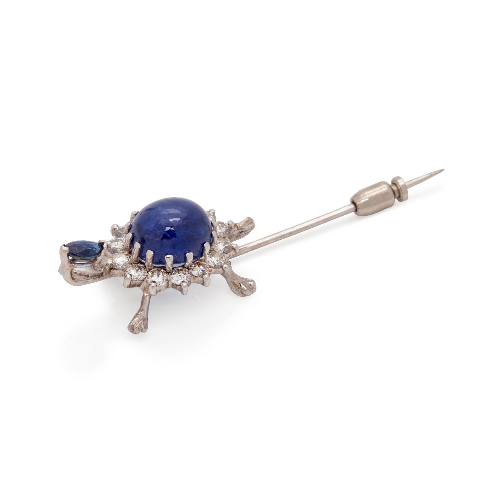 SAPPHIRE AND DIAMOND TURTLE STICKPIN
