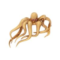 YELLOW GOLD OCTOPUS BROOCH