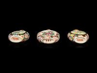 Three Chinese Famille Rose 'Millefleur' Porcelain Snuff Bottles