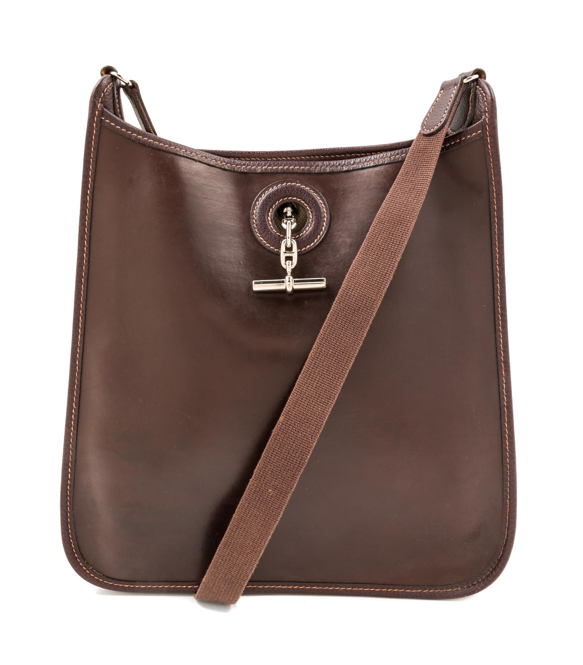 An Hermes Brown Leather Vespa, 11" x 11" x 2".