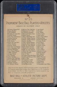 A 1911 T3 Turkey Red Cabinets Nap Lajoie Baseball Card (PSA 4MK VG-EX) Checklist Back