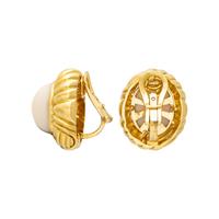YELLOW GOLD AND WHITE CORAL EARCLIPS