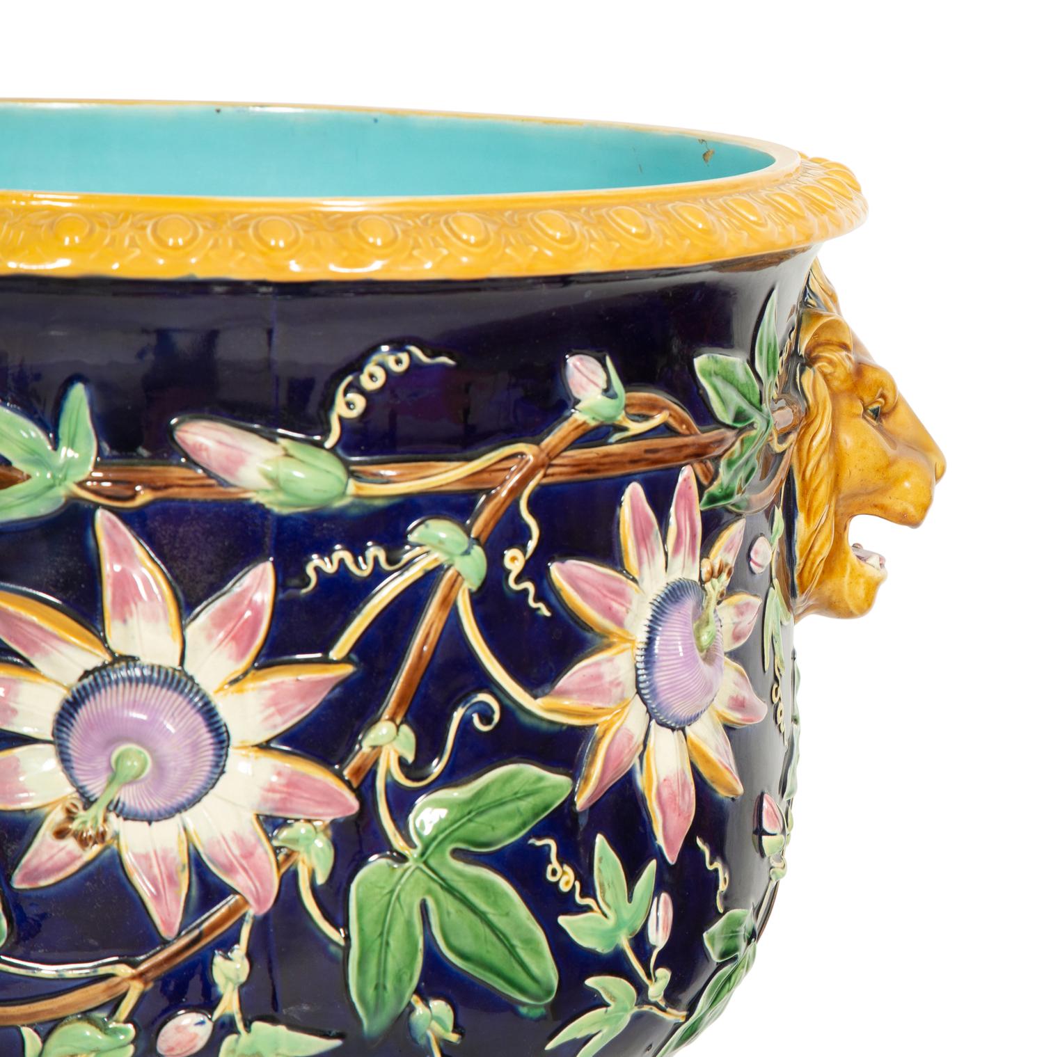 An English Majolica Jardinière and Pedestal