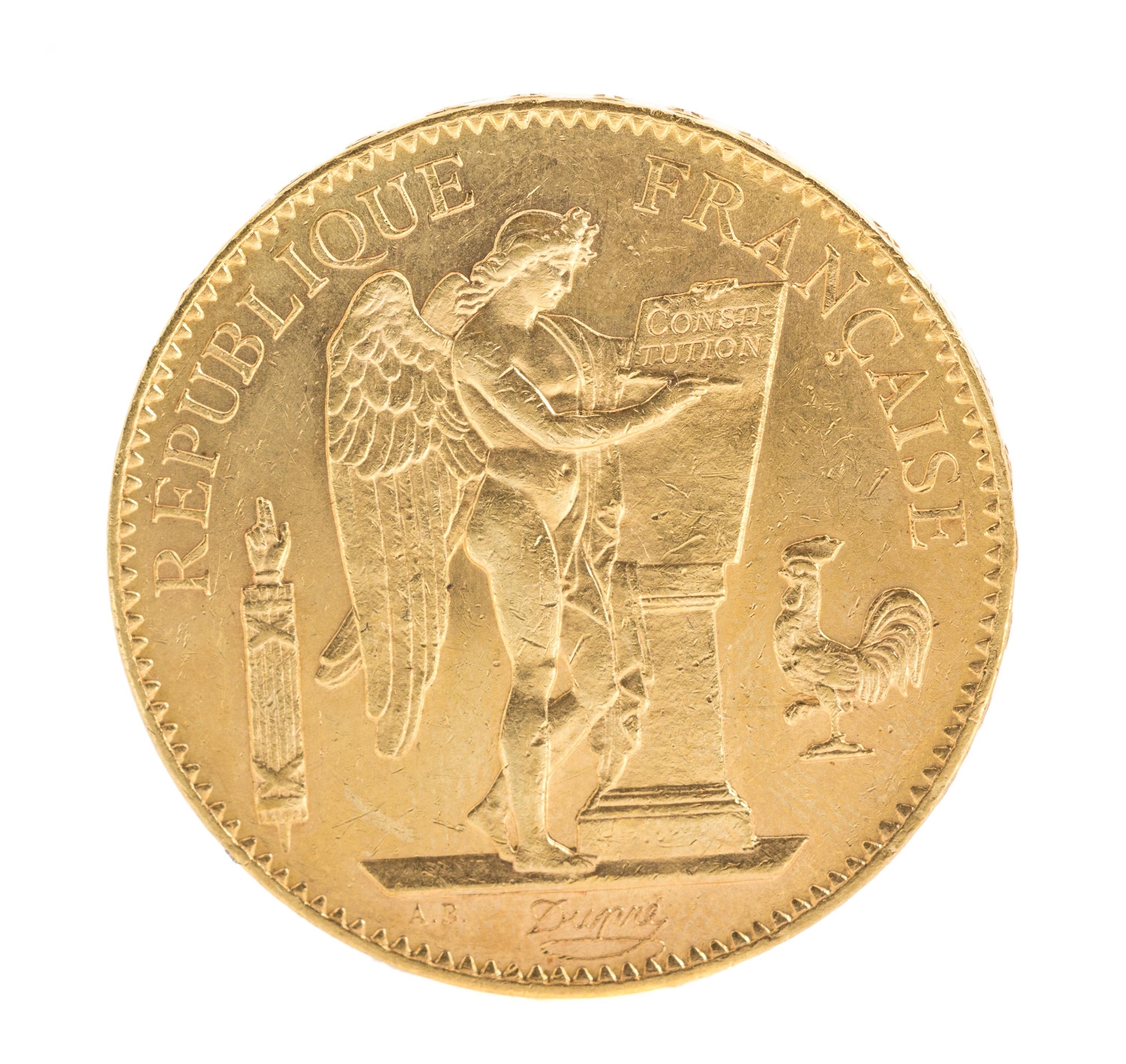 France Third Republic (1909 CE), Gold 100 Franc — Gold 100 Franc - 'A' Paris