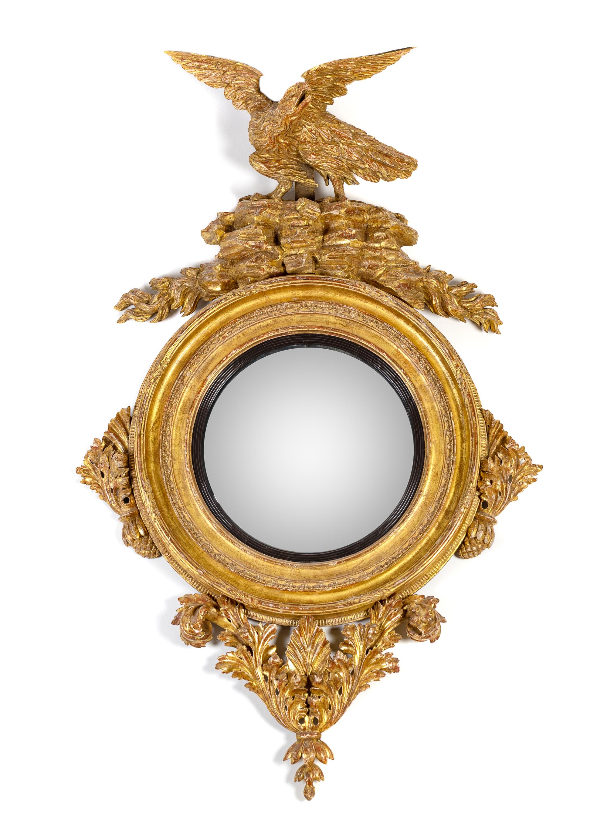 An Irish Giltwood Convex Mirror — EARLY 19TH CENTURY